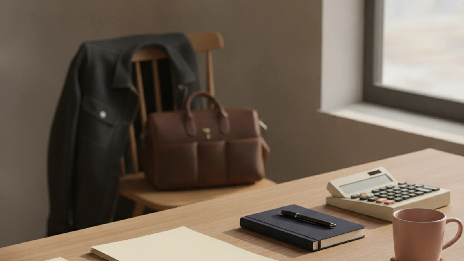 Service-business owner comparing written marketing proposals at a desk beside a laptop.